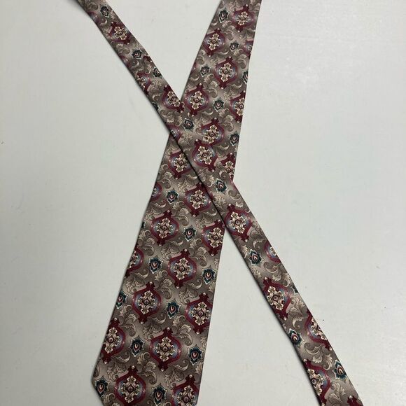STAFFORD Tie, 100% Imported Silk, Gray, Green, Burgundy, Blue - Picture 8 of 11